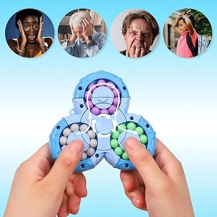 Image of Magic Bean Rotating Cube, Magic Bean Toys Decompression Rotating Small Beads Magic Cube, Creative Finger, Puzzle Toy Fun Learning , Stress Relief Fidget Toy Gift for Kids (Blue Colour)