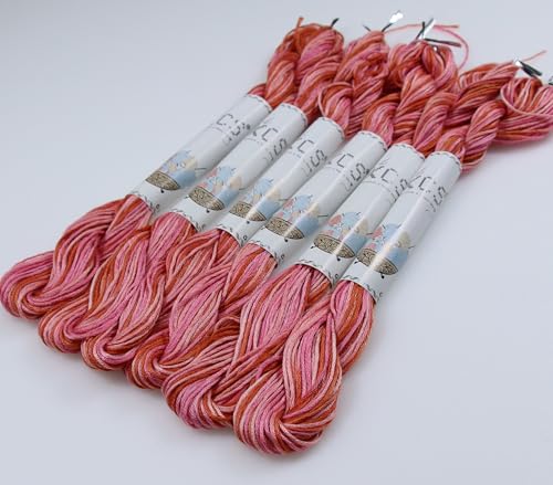 Image of KCS Big skeins of 25 Meters Size 25 Color Variegated Cross Stitch Stranded Threads,6 skeins,4190