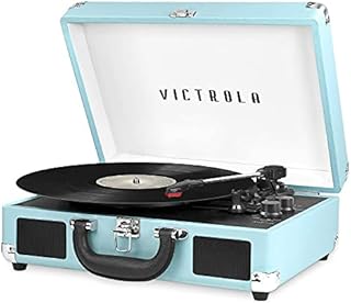 Victrola Vintage 3-Speed Bluetooth Portable Suitcase Record Player with Built-in Speakers | Upgraded Turntable Audio Sound| Includes Extra Stylus | Turquoise, Model Number: VSC-550BT