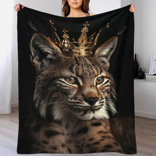 QBIREX Animal Lynx King - Manta de felpa personalizada para invierno para bebé, para sofá, 150 x 200 cm