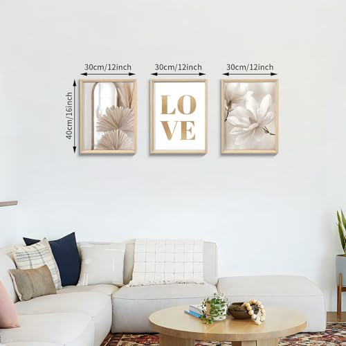 Impression sur toile fleurs beiges ensemble de 3 cadres déco - 2