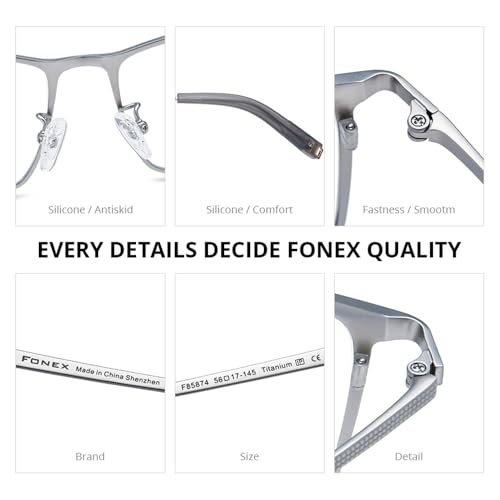 Image of FONEX Pure Titanium Glasses Frame Men Square Eyeglasses Optical Eyewear F8827