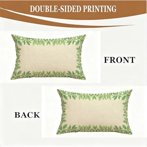 Housse coussin 50x80 imperméable vert lot de 2 design lin