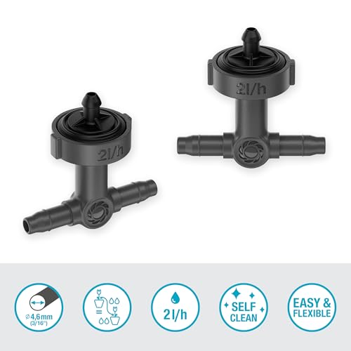 Gardena Micro-Drip-System Reihentropfer druckregulierend: Tropfer für das automatische Bewässerungssystem, für Pflanzreihen mit unterschiedlichen Topfhöhen, einfache Verbindungstechnik (13312-20)