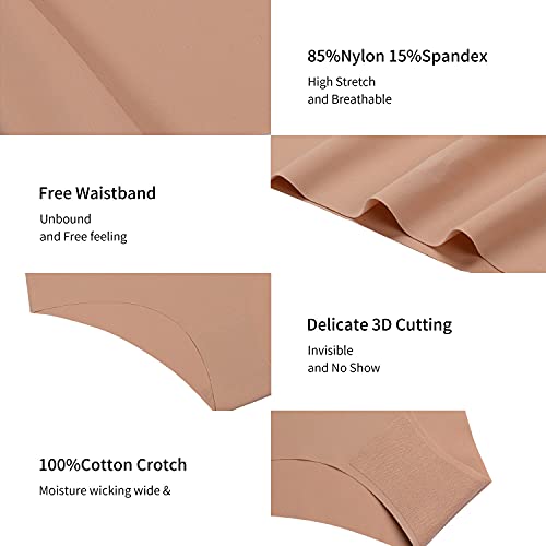 Image of SHARICCA Women Seamless Cheeky Bikini No Show Panties Ladies Invisible Breathable Briefs Soft Stretch Underwear Multi Pack