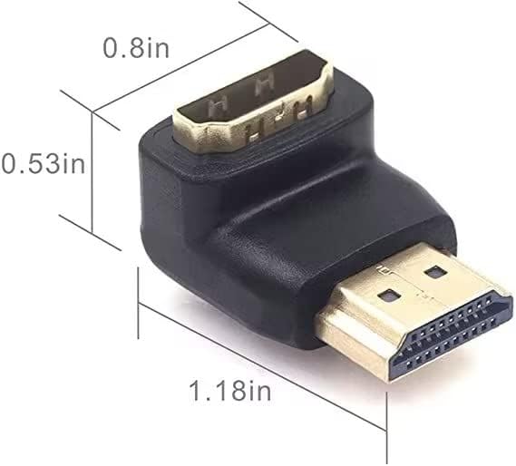 VCE HDMI 90 and 270 Degree Adapter 2-Pack, Right Angle HDMI Male to Female L Adapter Connector 3D&4K Supported