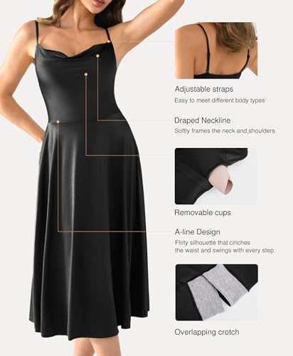 Image of Popilush Corset Midi Dress with Built in Bra, A Line Shapewear Dress | Tea Parties, Daytime Weddings, Garden Events and Semi Formal Occasions