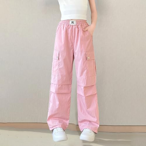 Girl's Cargo Pants Kids High Waisted Casual Athletic Trousers Cute Cinch Bottom Y2k Streetwear Sweatpants with Pocket2