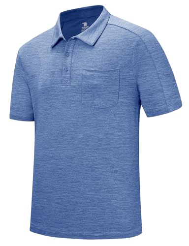 Image of Rdruko Men's Polo Shirts Short Sleeve Quick Dry Outdoor Golf Sports Shirts with Pocket