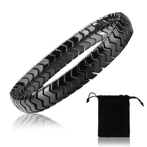 ROKZELT Pulsera de hematita para hombre: piedra natural, diseño inspirado en romanos y vikingos, Hematita, No es una piedra preciosa - Regalo de Cumpleaños, Día del Padre