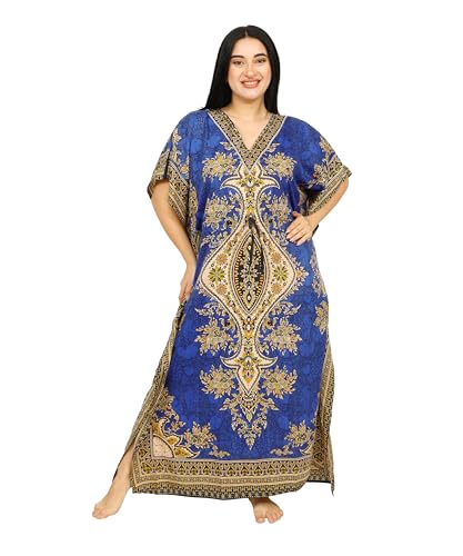 Ladies Long Kaftans Kimono Maxi Style Dresses Women in Regular to Plus Size Cover up (Blue Teal)