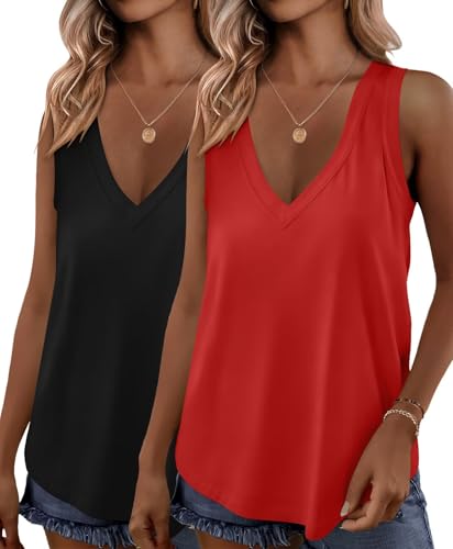 KKJ 2 Pack Womens Tank Tops 2026 V Neck Summer