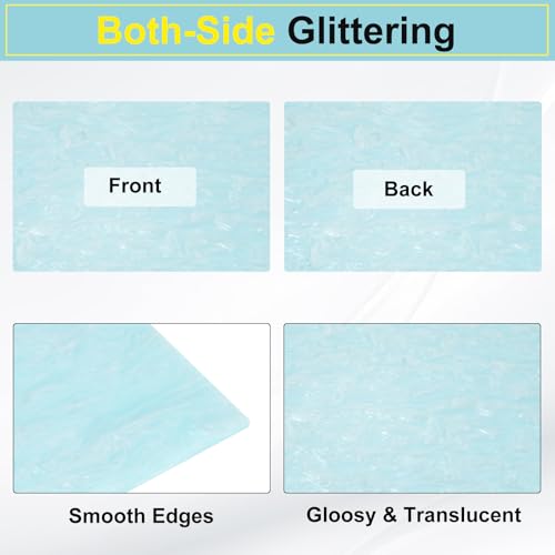 Image of MECCANIXITY 1 Pcs Glitter Pearl Acrylic Sheet,12 inch x 12 inch x 1 /8 inch Pearlescent Cast Pmma Plastic Sheets Extruded Translucent Blanks for DIY Art Crafting Laser Cutting & Engraving,Light Blue