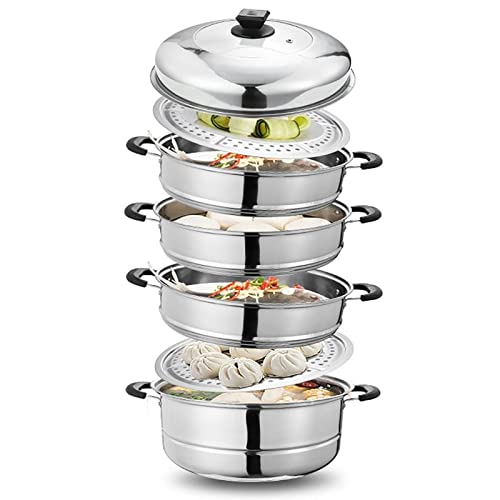 蒸し器ポット、スープポット、ホットポット、403ステンレス鋼、3層複合ポット底、蒸しパン、魚、シーフード、餃子用,30cm