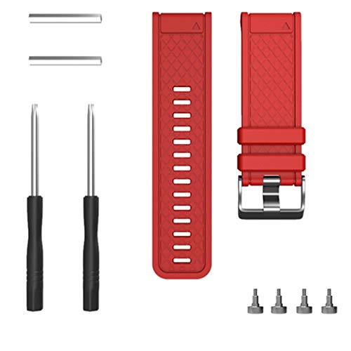 STRIR Correa de Silicona 26 mm Compatible con Garmin Fenix/Fenix 2 Pulsera Ajustable de Repuesto (Rojo)