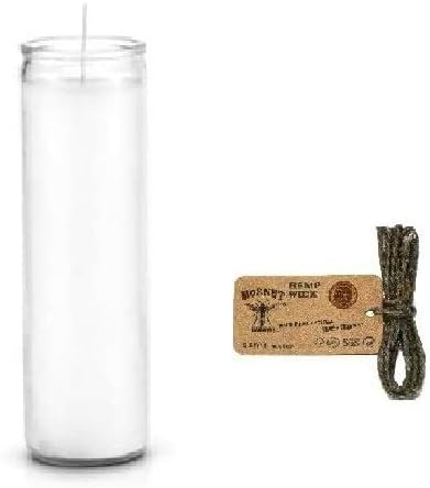 White Unscented Glass Prayer Candles, 8", Devotional Candles