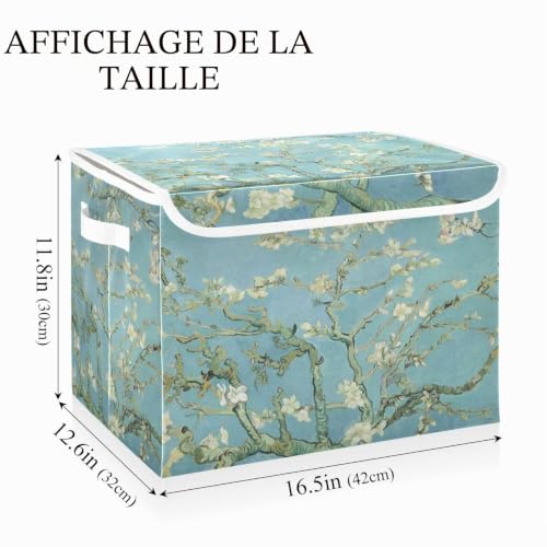 Mnsruu Paniers de rangement pliables avec couvercles, Van Gogh, amandier, fleur, arbre de rangement, paniers de rangement pour vêtements – vue 3