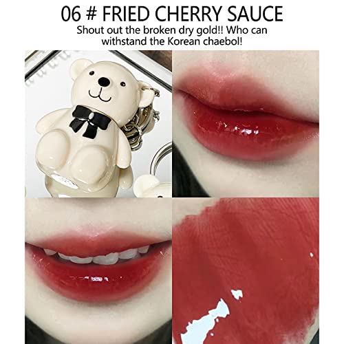 Gbsell 2 Pack 2 In 1 Key Chain White Bear Lipstick,Mist Matte Velvet Lipstick,Waterproof,Long Lasting Lip Gloss Cute Bear Beauty Makeup (F) #TOP5