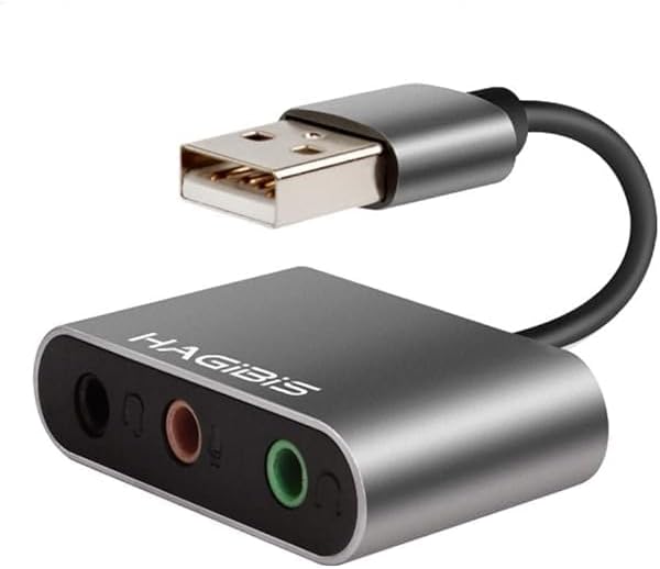 INICIO USB External Sound Card Adapter 3 in 1 USB to 3.5mm Headphone and Microphone Jack CTIA Audio Adapter Mic Stereo 3 Port for Windows, Mac, Linux, PC, Laptops, Desktops, PS4
