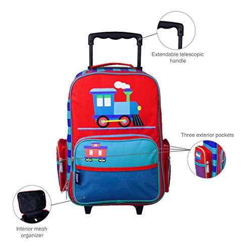 Wildkin Kids Rolling Suitcase – Carry-On Size for School & Overnight Travel - Trains, Planes, and Trucks4
