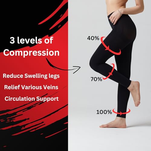 Lift Up Hips Tummy Control Compression Footless 200 Denier Magic Tights, Black2