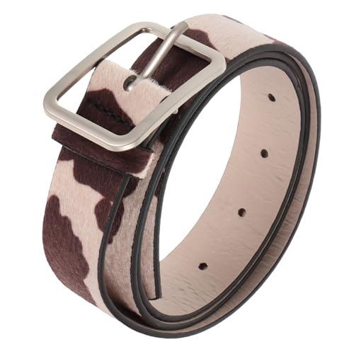 BESTYASH Adjustable Cow Print Western Belt for Women PU Faux Horsehair Material Fashionable Animal Pattern for Jeans Pants Casual Daily Wear