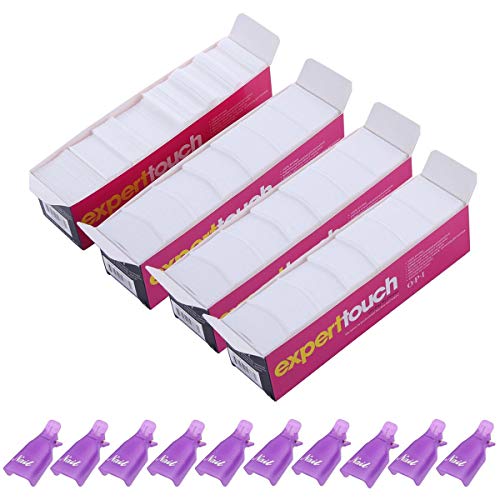 10 Pieces Nail Polish Remover Clips with 1300 Pieces Lint Free Nail Wipes Cotton Pads Wraps for Nail Art Polish UV Gel Removal