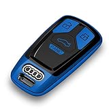 Tengare Car Key Fob Cover Compatible with Audi Key Case Blue A4 allroad A5 Q5 PHEV S4 S5 SQ5 Sportback TT RS TTS Accessories