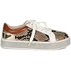 Trendy Fashion Women Mesh Color Panel with Rhinestone Round Toe Lace-Up Flatform Fashion Sneaker