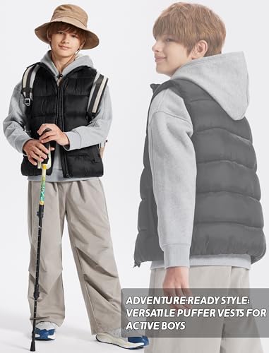 Packable Puffer Vest for Boys Lightweight Water-Resistant Kids' Outerwear Sleeveless Jacket with Zippered Pockets3
