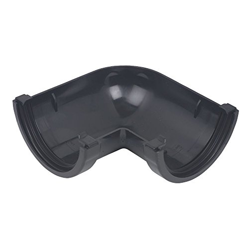 Floplast RAM1B 76mm Black (90 Degree Angle) Miniflo Guttering for shed, Porch, Conservatory, Out Building, etc Full Range