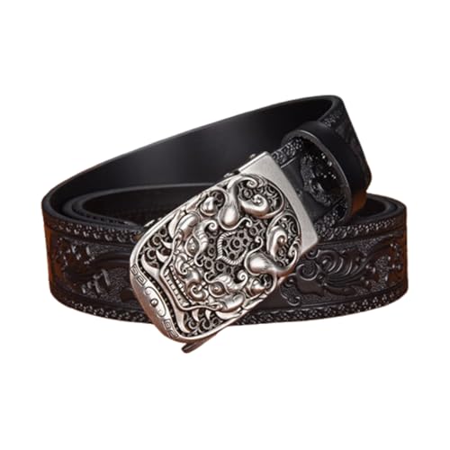 Ceinture homme en cuir gaufré floral avec boucle dragon pour affirmer son style