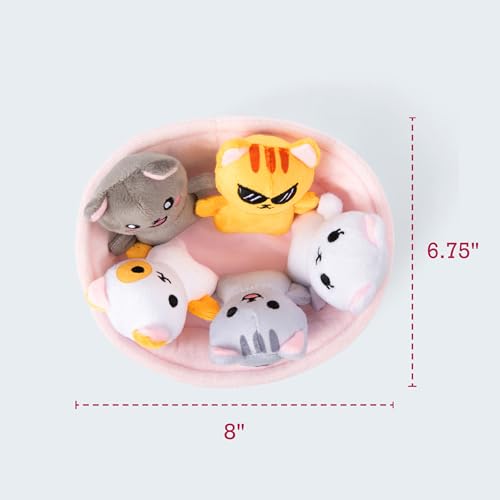 Image of WHAT DO YOU MEME? Emotional Support Kitties by Relatable, Cuddly Stuffed Animals and Toys, Squishy Toys and Plushies, Great Ideas for Loved Ones of All Ages, Includes 5 Plushies with Carrying Basket
