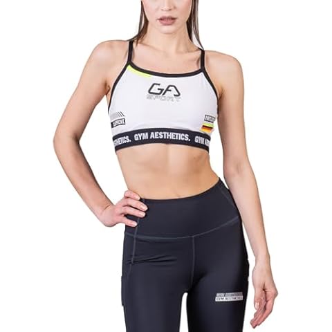 Gym Aesthetics Activewear Sport Bras for Women - Full Coverage Light Impact Wicking Running Sports Training Athletic Bra | M | White Cover