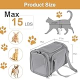 vsshe Hundebox faltbar, Transportbox für Hunde und Katzen, Geeignet für Auto und Flugzeug, leicht atmungsaktiv, für kleine Katzen, Kaninchen und Welpen mit Gewicht von maximal 15 Pfund (grau)