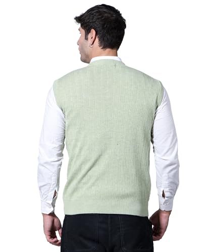Image of Men Woolen V-Neck Solid Plain Design Sleeveless Pullover Heavy Rainbow Fabric Winter Wear Pure Wool Cardigan for Men Fully Warm Pullover Free Sizes
