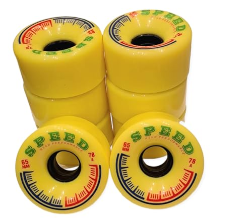 Generic Fly Speed Soft Skate Wheels Set, 65mm 78A Hardness, Yellow, Quad Speed Wheels, Outdoor & Rink, Unisex-Youth