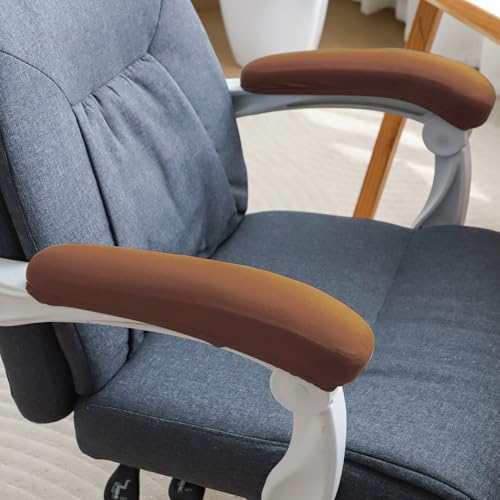 Image of HOKIPO 'SereneSolids' 140 GSM Armrest Covers for Office Chair (Elastic Style), 1 Pair, Brown (AR-5933-BRN)
