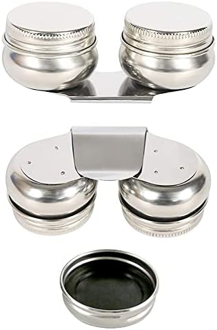 Stainless Steel Palette Cup Silver Large Mouth Double Dipper Palette Cup Portable Double Dipper with Lid Art Oil Pot for Acrylic Oil Painting Watercolor Artists Supplies