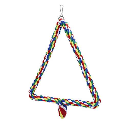 Image of Bird Triangle Rope Swing Colorful Perch Chewing Toy for Parrots Budgie Parakeet Cockatiel Cockatoo (M)