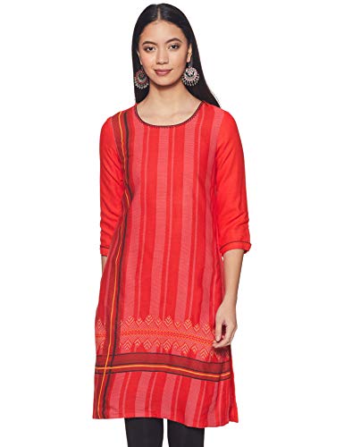 Image of Rangriti Coral Poly Cotton Straight Kurta for Women