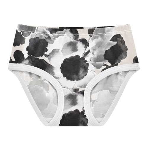 Toddlers Underwear Floral 2t Cotton Panties Little Girl Print Briefs Underpants Abstract Floral White Black