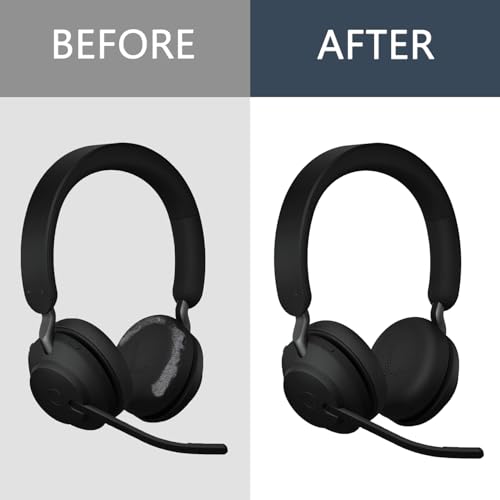 Reemplazo de almohadillas para orejas compatible con Jabra Evolve2 65 MS/65 UC/USB, cojines para orejeras Evolve2 40 UC/MS/USB, cubiertas para auriculares que también encajan en Jabra Elite 45h (Negro) miniatura 6