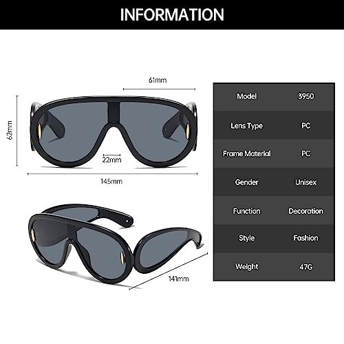 YAMEIZE Oversized Visor Steampunk Sunglasses - One-Piece Punk Eyewear for Women Men Trendy Futuristic Shield UV Protection4