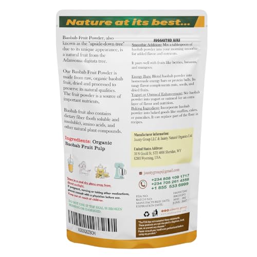 Jaunty Premium Baobab Powder from Africa - 5.3 oz / 150gram. Raw and Organic Super Fruit For Smoothies | Superfood Vitamin C Powder | Non Gluten | Non GMO from Africa - Image 3