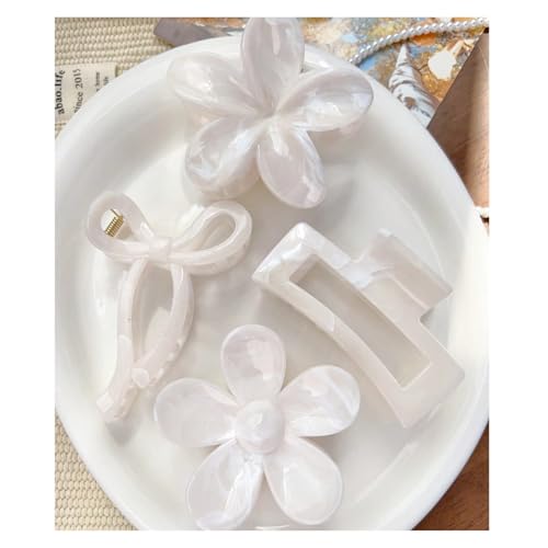 4 �H�̋|�X�N�G�A�t�����[�w�A�܃N���b�v�����̂��߂̃}���`�X�^�C���ԃt�@�b�V�����A�N�Z�T���[�X�q�w�A�s��(4Pcs White)
