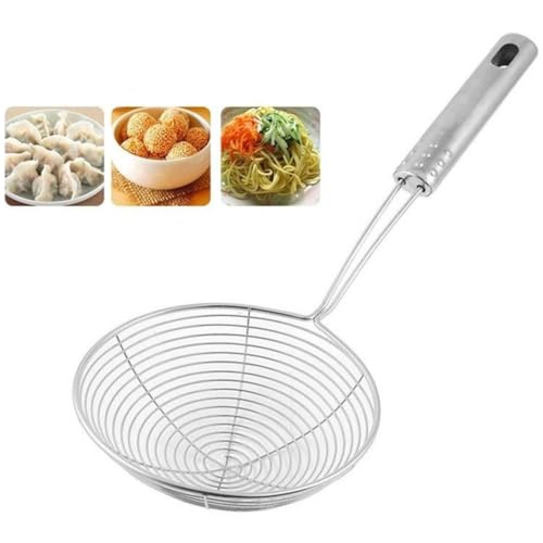 TrAdE shop Traesio COLINO Acciaio Inox 16CM con Manico PASSINO Rete Gancio UNCINO FILTRA SETACCIO