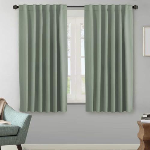 Image of H.VERSAILTEX Blackout Curtains Thermal Insulated Window Treatment Panels Room Darkening Blackout Drapes for Living Room Back Tab /Rod Pocket Bedroom Draperies (2 Panels, Cyan, 52 x 63 Inch)