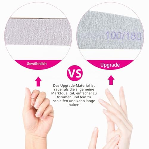URAQT Professionelle Nagelfeile, 16 Stück, Feile 100/180, waschbar, für Nägel, doppelseitig – Friseursalon, Haustiere (weiß)