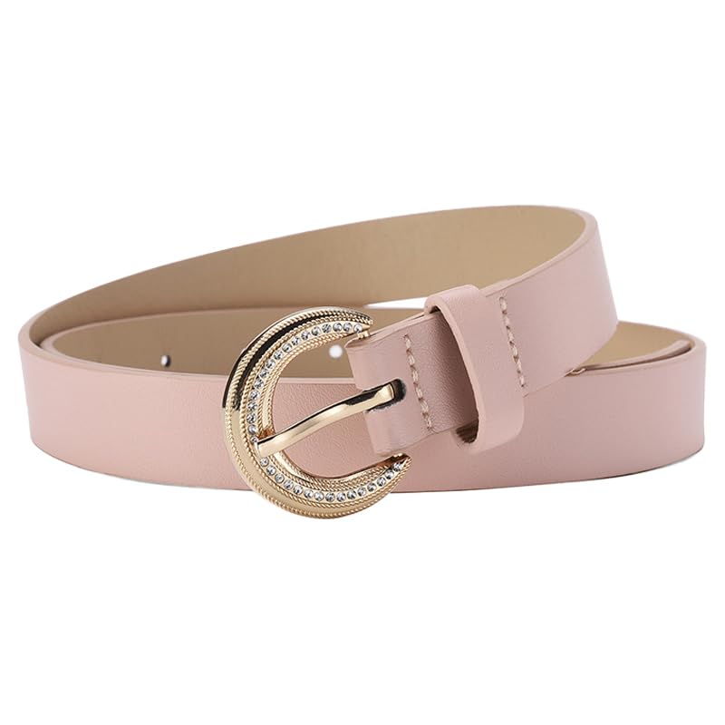 COTIM COYIN Women‘s Skinny Leather Belt Alloy Buckle With Rhinestone for Dresses pants